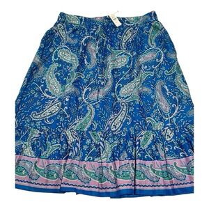 NWT Talbots Tiered Midi Skirt PXL Blue Paisley Garden Boho $119‎ Retail